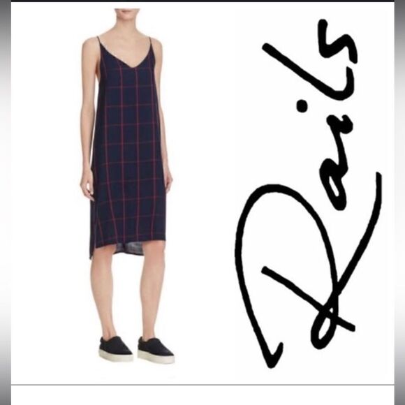 Rails | Suki Plaid Flannel Tartan Tank Slip Dress in Midnight Red | XS - Picture 1 of 10